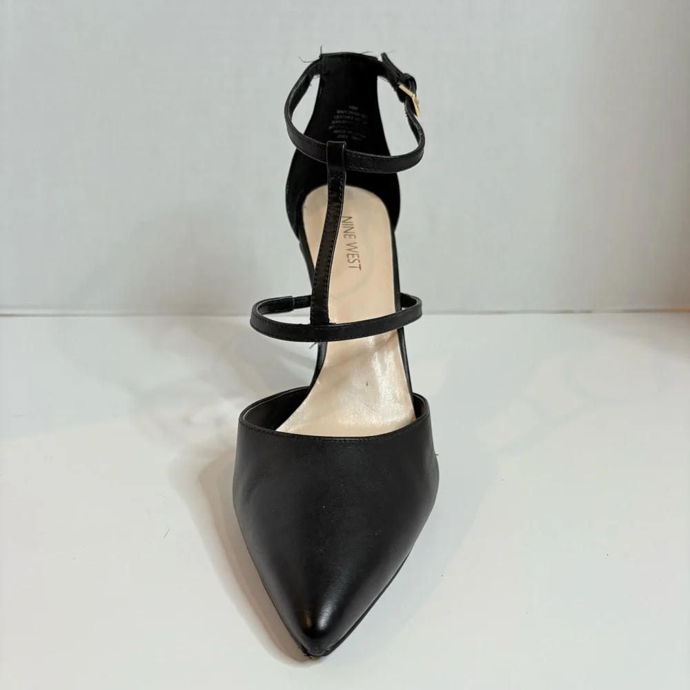 Nine West Black stiletto ankle strap Heels women’s size 10 - Picture 6 of 14